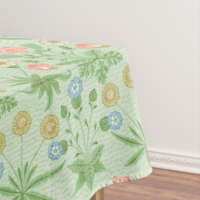 Vintage Floral Pink Blue William Morris Daisy Tablecloth (In Situ)