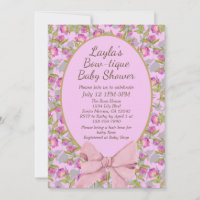 Vintage Floral Pink Bow Boutique Baby Shower