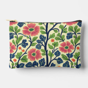 Vintage Floral Pink Flowers Lush Green Foliage Accessory Pouch