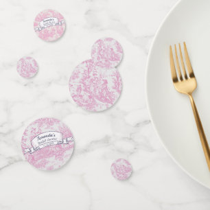 Vintage Floral Pink French Toile Bridal Shower Confetti