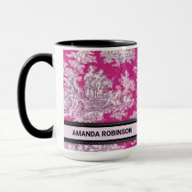 Vintage floral pink magenta toile de jouy monogram