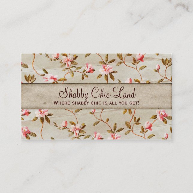 Vintage Floral Pink Shabby Chic Business Card (Front)
