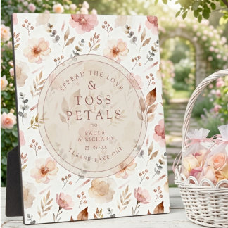 Vintage Floral PInk Shades Toss Petals TLW26 Plaque