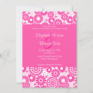 Vintage floral pink wedding invitation