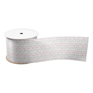 Vintage Floral Pink White Pattern Satin Ribbon