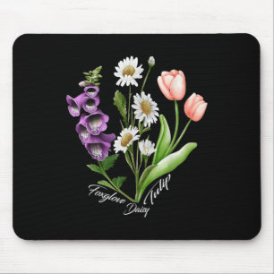 Vintage Floral Plant Foxglove Daisy Tulip Flower G Mouse Pad