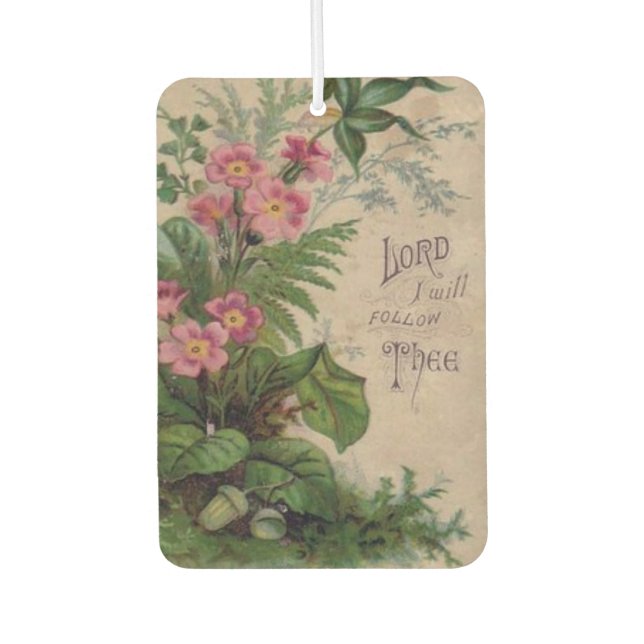 Vintage Floral Prayer Quote Car Air Freshener (Front)