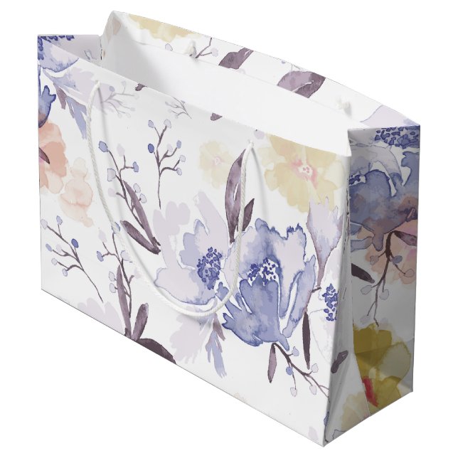 Vintage Floral Print 1 Large Gift Bag (Back Angled)
