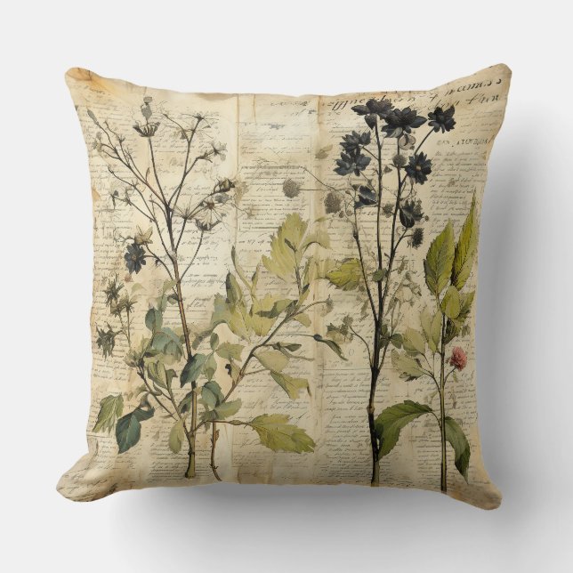 Vintage Floral Print Pillow (Front)