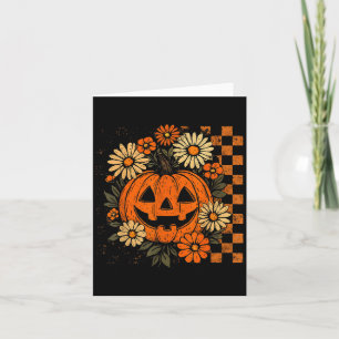 Vintage Floral Pumpkin Halloween Retro Jack O Lant Card