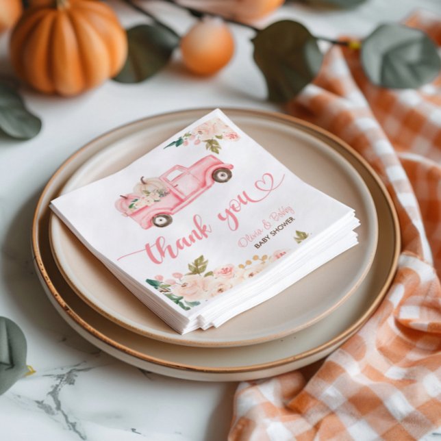 Vintage Floral Pumpkin Truck Baby Shower  Napkin (Creator Uploaded)