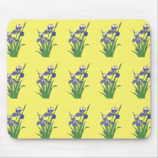 Vintage Floral, Purple Spring Garden Iris Flowers Mouse Pad
