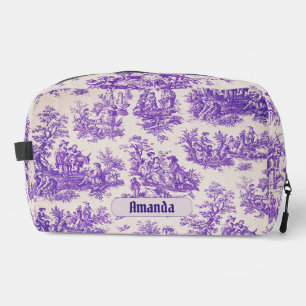 Vintage floral purple toile de jouy monogram dopp kit