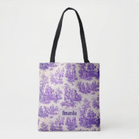 Vintage floral purple toile de jouy monogram