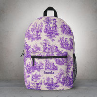 Vintage Floral Purple Toile Monogram Pattern