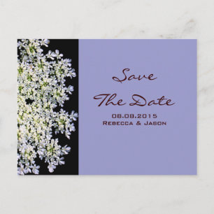 vintage floral purple wedding save the date announcement postcard