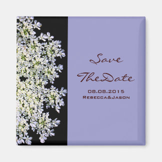 vintage floral purple wedding save the date magnet