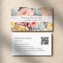 Vintage Floral QR Code Business
