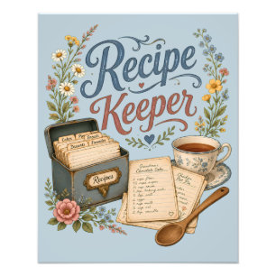 Vintage Floral Recipe Keeper Cottagecore Photo Print