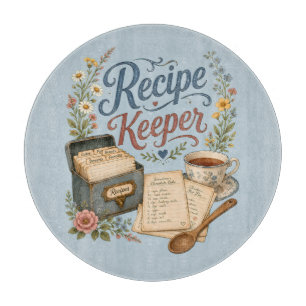 Vintage Floral Recipe Keeper Cottagecoreue Blue Cutting Board