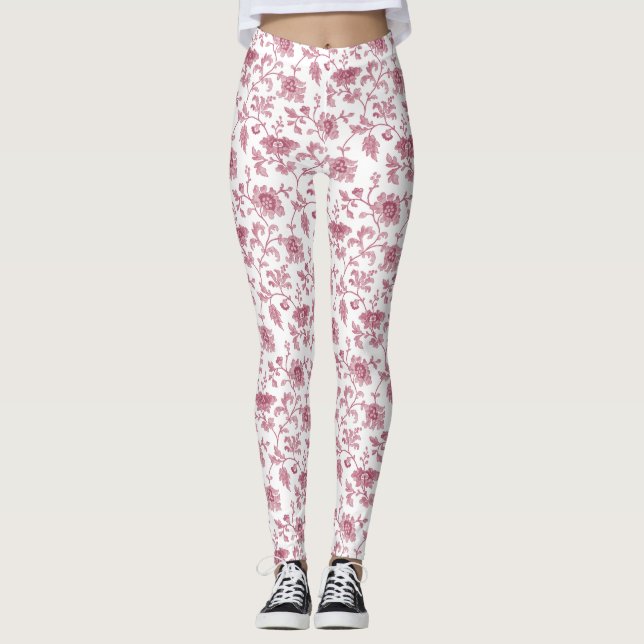 Vintage floral red and white leggings (Front)