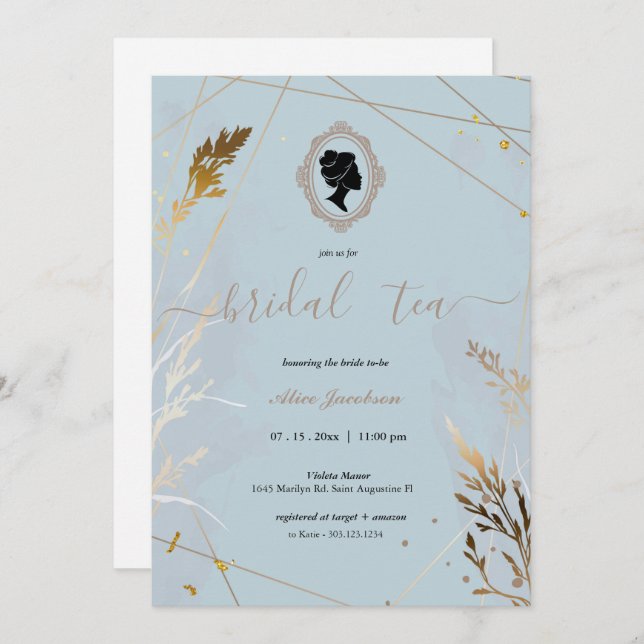 Vintage floral regency bridal shower invitation (Front/Back)