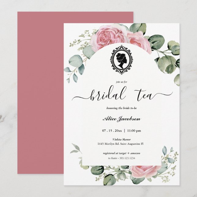 Vintage floral regency bridal shower invitation (Front/Back)