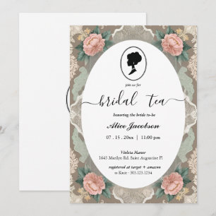 Vintage floral regency bridal shower invitation