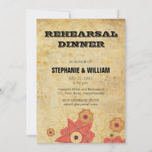 Vintage Floral Rehearsal Dinner Card