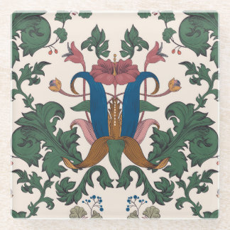 Vintage floral renaissance wallpaper. glass coaster