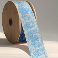 Vintage floral retro aqua blue toile de jouy fle