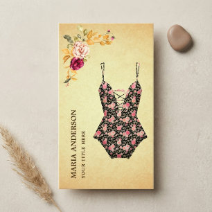 Vintage Floral Retro Bikini Swimsuit Swimwear Business Card