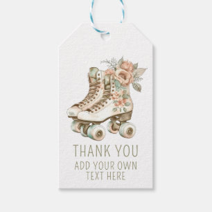 Vintage Floral Retro Roller Skates Elegant Design Gift Tags