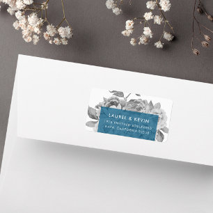 Vintage Floral Return Address Labels   Cerulean