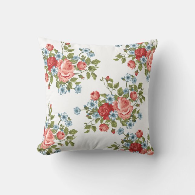 Vintage Floral Romance Pillow (Front)