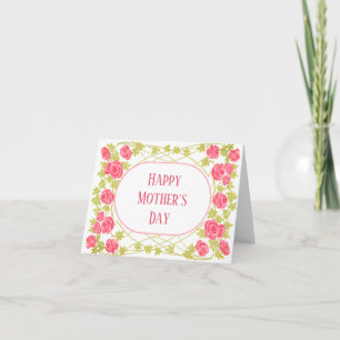 Vintage Floral romantic pink Oval Frame Thank You Card