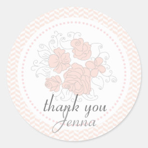 Vintage Floral Romantic Pink Thank You Tag