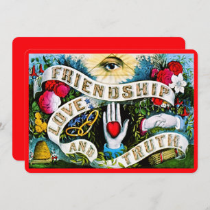 Vintage Floral Romantic Valentine Friendship Red Holiday Card