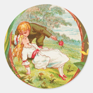 Vintage Floral Romantic Valentine's Day Lovers Classic Round Sticker