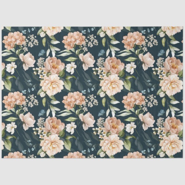 Vintage Floral Rose Aqua Decoupage Tissue Paper (Front)