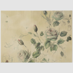 Vintage Floral Rose Greenery Decoupage Tissue Paper