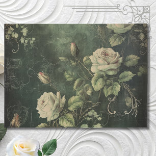 Vintage Floral Rose Greenery Decoupage Tissue Paper