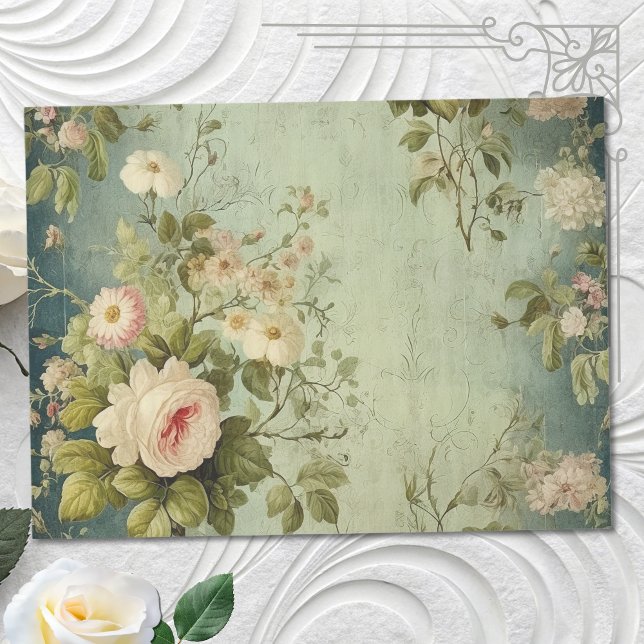 Vintage Floral Rose Greenery Decoupage Tissue Paper (Creator Uploaded)