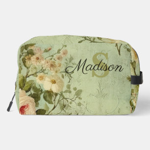 Vintage Floral Rose Greenery Dopp Kit