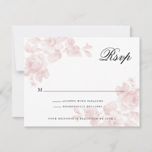 Vintage Floral Rose Pink Wedding  RSVP Card