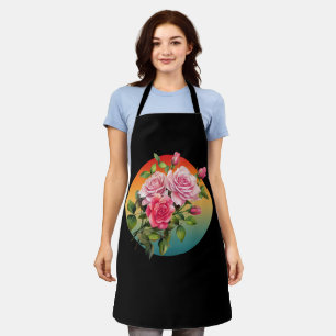 VINTAGE FLORAL ROSES FLOWER ROSE BOUQUET APRON
