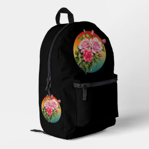 VINTAGE FLORAL ROSES FLOWER ROSE BOUQUET PRINTED BACKPACK