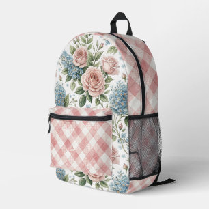 Vintage Floral Roses Lilac Blossoms Printed Backpack