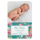 Vintage Floral Roses Photo Birth Announcement