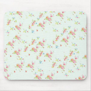 Vintage floral roses pink shabby chic rose flowers mouse pad